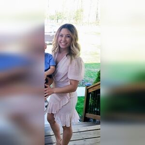 Elegant Light Pink Wrap Dress